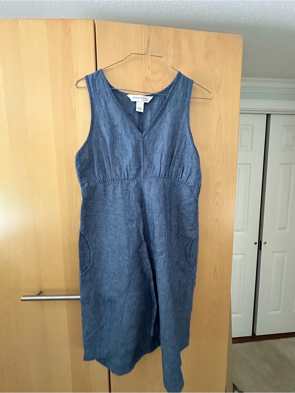 Thread & Table Sleeveless Denim Blue V-Neck Midi Dress